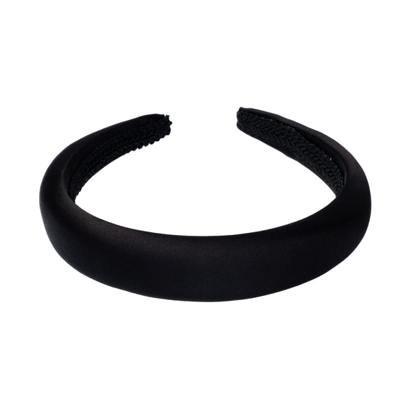 SATIN HAIR BAND BROAD BLACK