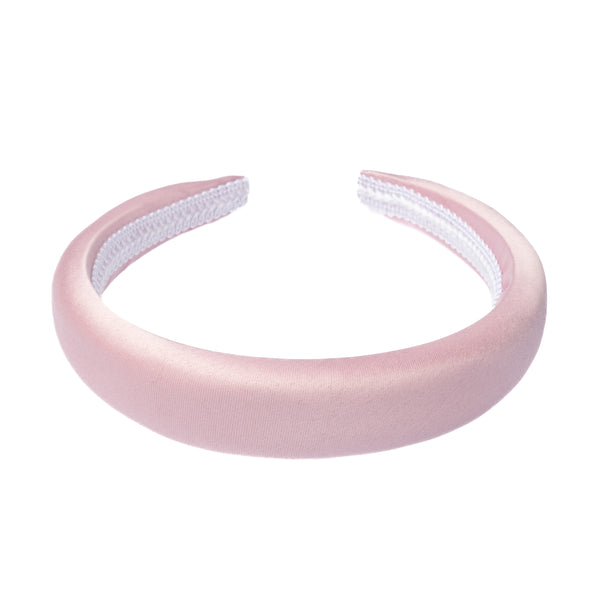 SATIN HAIR BAND BROAD LIGHT ROSE