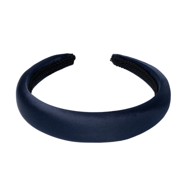 SATIN HAIR BAND BROAD NAVY BLUE