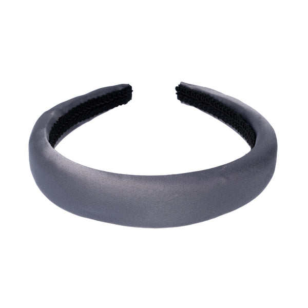 SATIN HAIR BAND BROAD STEEL BLUE