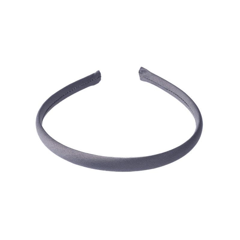 SATIN HAIR BAND THIN STEEL BLUE