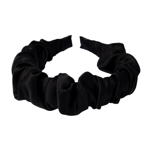 SATIN HAIR BAND WAVE BLACK