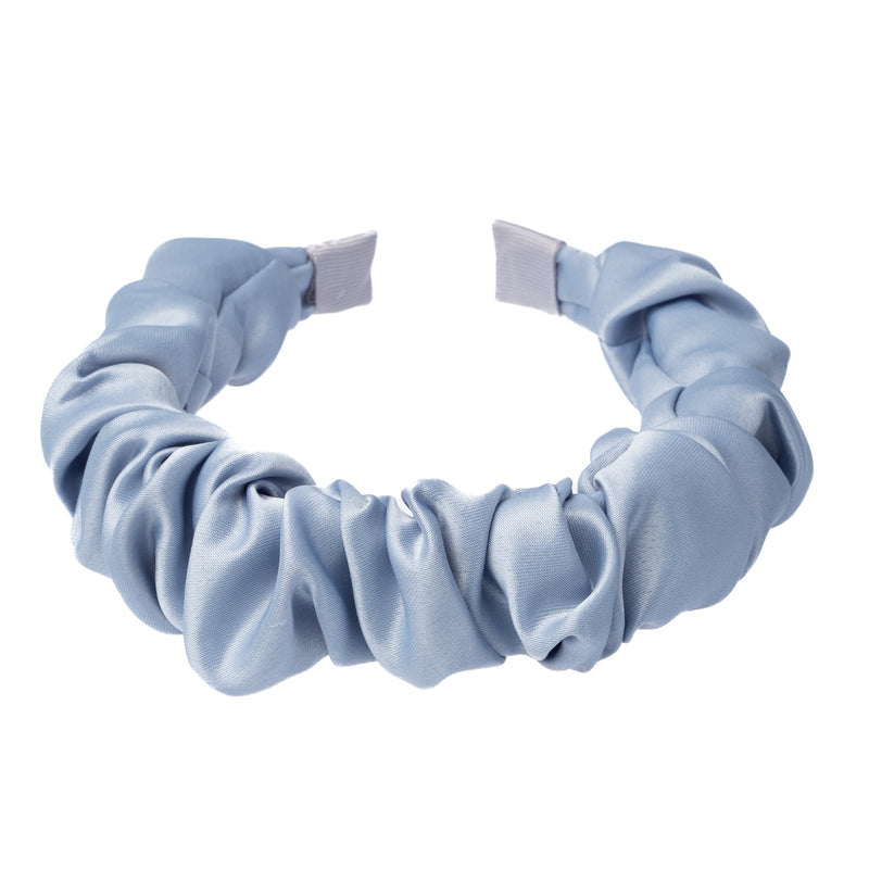 SATIN HAIR BAND WAVE LIGHT BLUE