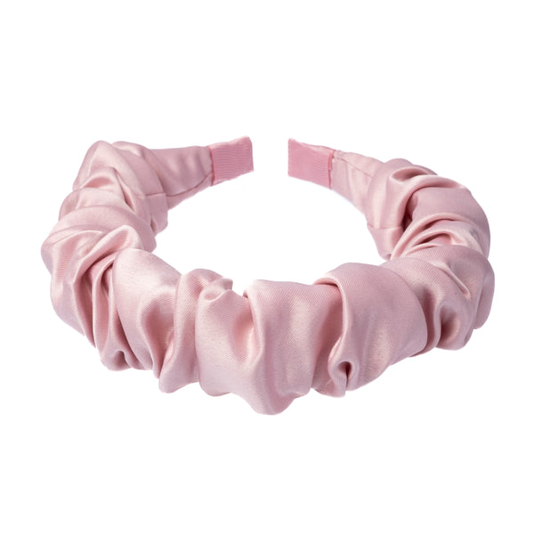 SATIN HAIR BAND WAVE LIGHT ROSE