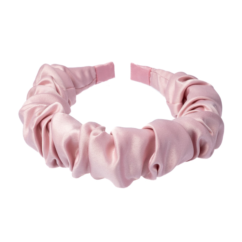 SATIN HAIR BAND WAVE LIGHT ROSE