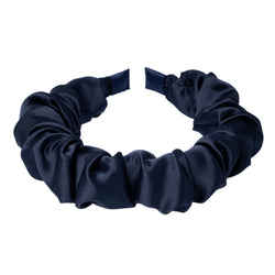 SATIN HAIR BAND WAVE NAVY BLUE