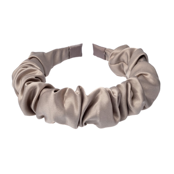 SATIN HAIR BAND WAVE TAUPE