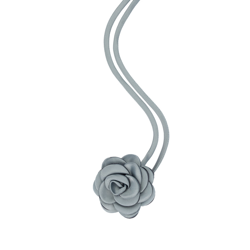 SATIN ROSE BROOCH SMALL DARK SAGE