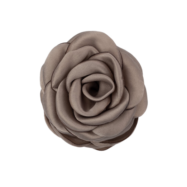 SATIN ROSE HAIR CLAW TAUPE