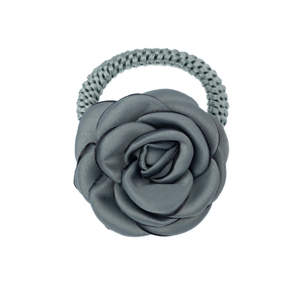 SATIN ROSE HAIR TIE DARK SAGE