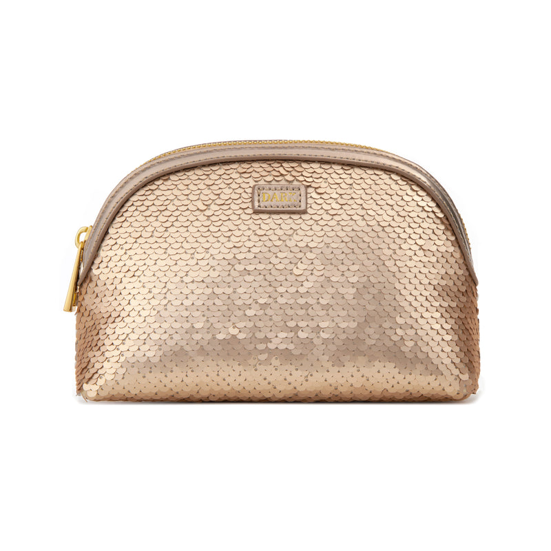 SEQUIN MAKE-UP POUCH SMALL CHAMPAGNE