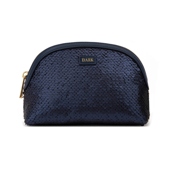 SEQUIN MAKE-UP POUCH SMALL NAVY BLUE