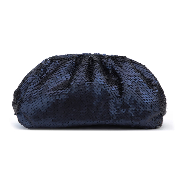 SEQUIN POUCH BAG NAVY BLUE