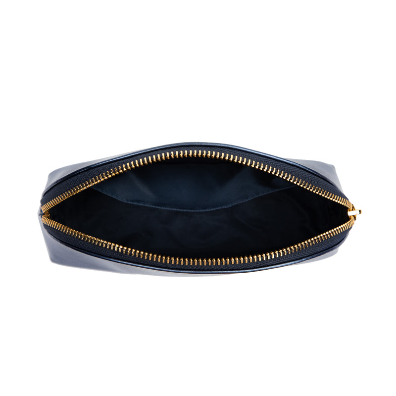 METALLIC MAKE-UP POUCH SMALL NAVY BLUE