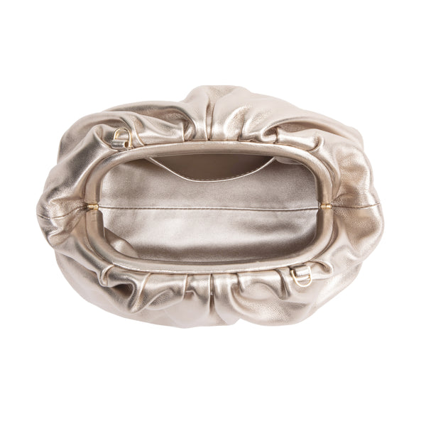 LEATHER SMALL POUCH CHAMPAGNE METALLIC