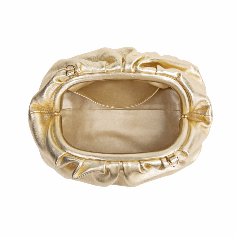 LEATHER SMALL POUCH GOLD METALLIC