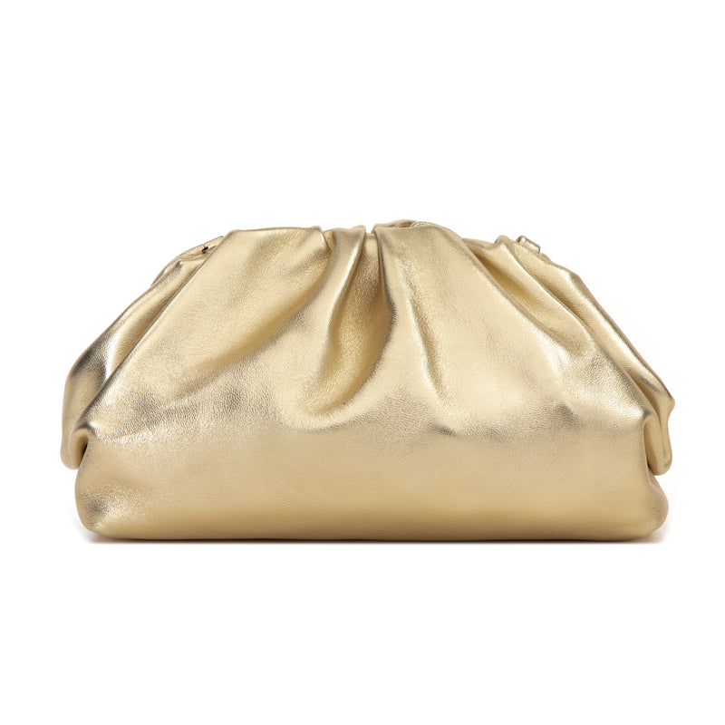 LEATHER POUCH BAG GOLD METALLIC