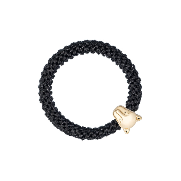 FAT HAIR TIE SPARKLED BLACK W/PANTHER
