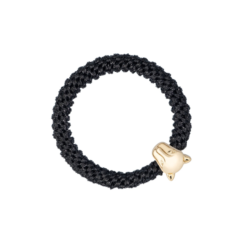FAT HAIR TIE SPARKLED BLACK W/PANTHER