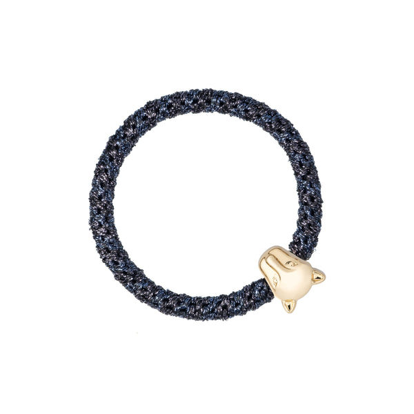FAT HAIR TIE SPARKLED NAVY BLUE MIX W/PANTHER