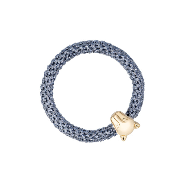 FAT HAIR TIE SPARKLED STEEL BLUE W/PANTHER