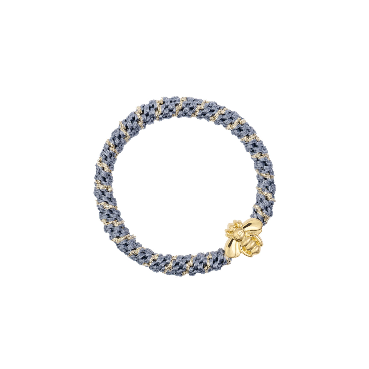 FAT HAIR TIE STEEL BLUE STRIPE W/BEE
