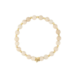 STONE BEAD BRACELET 6 MM W/GOLD BEADS SAND