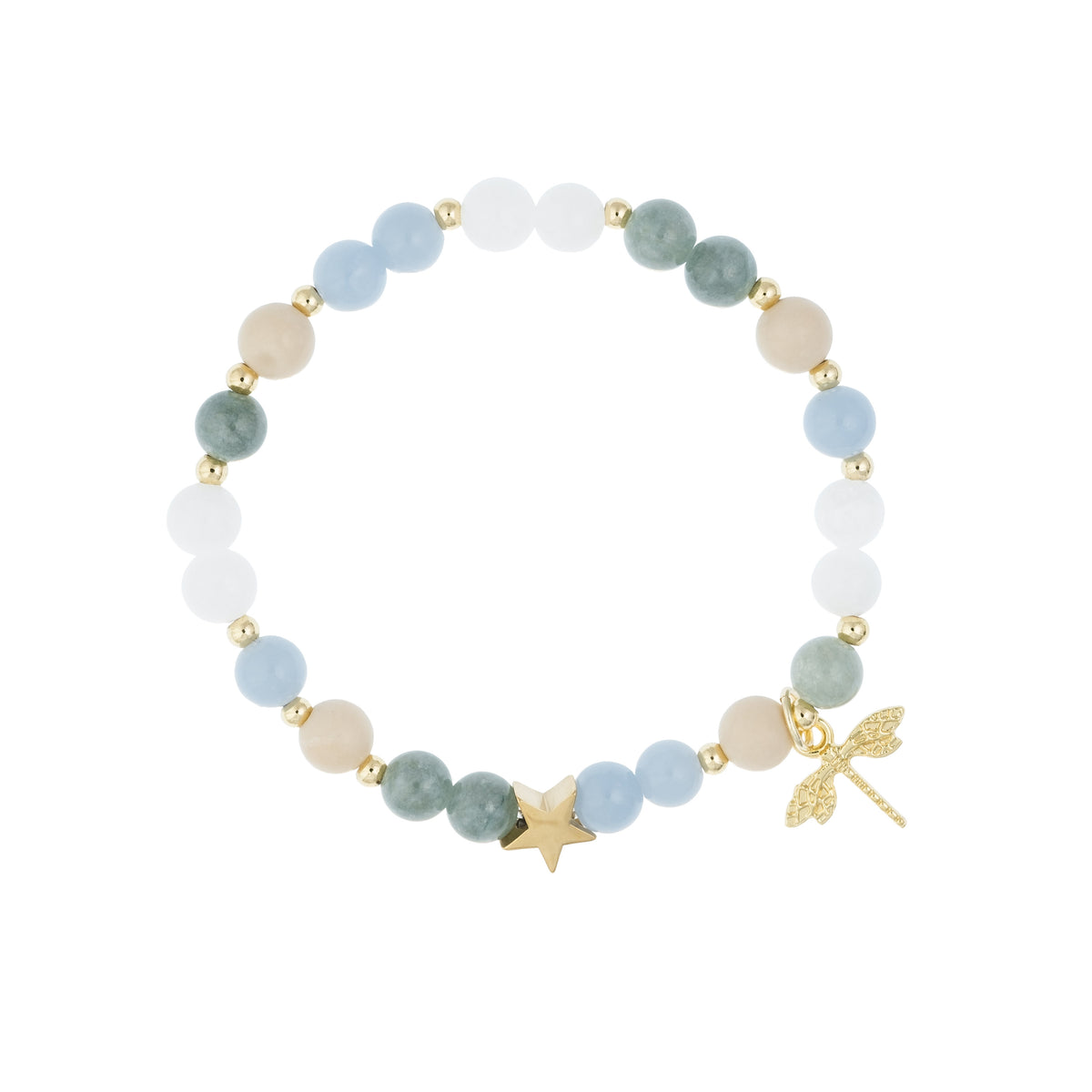 STONE BEAD RING 4 MM W/STAR CHARM BLUE MIX STONE BEAD RING 4 MM W/STAR CHARM BLUE MIX