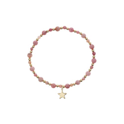 STONE BEAD BRACELET W/GOLD BEADS DUSTY ROSE
