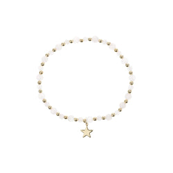 STONE BEAD BRACELET W/GOLD BEADS ROSE QUARTZ
