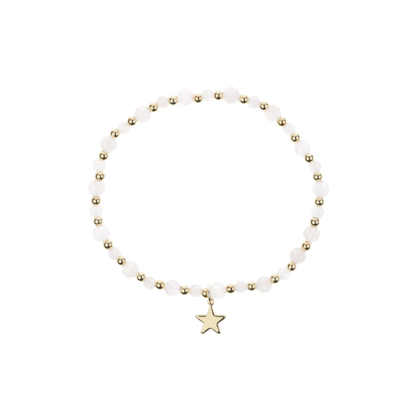 STONE BEAD BRACELET W/GOLD BEADS ROSE QUARTZ