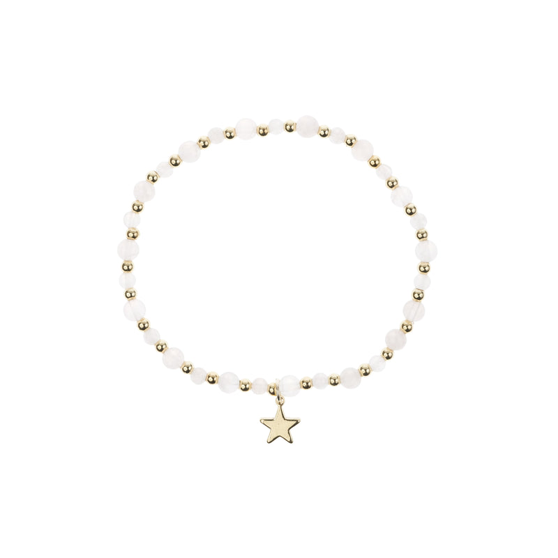 STONE BEAD BRACELET W/GOLD BEADS ROSE QUARTZ