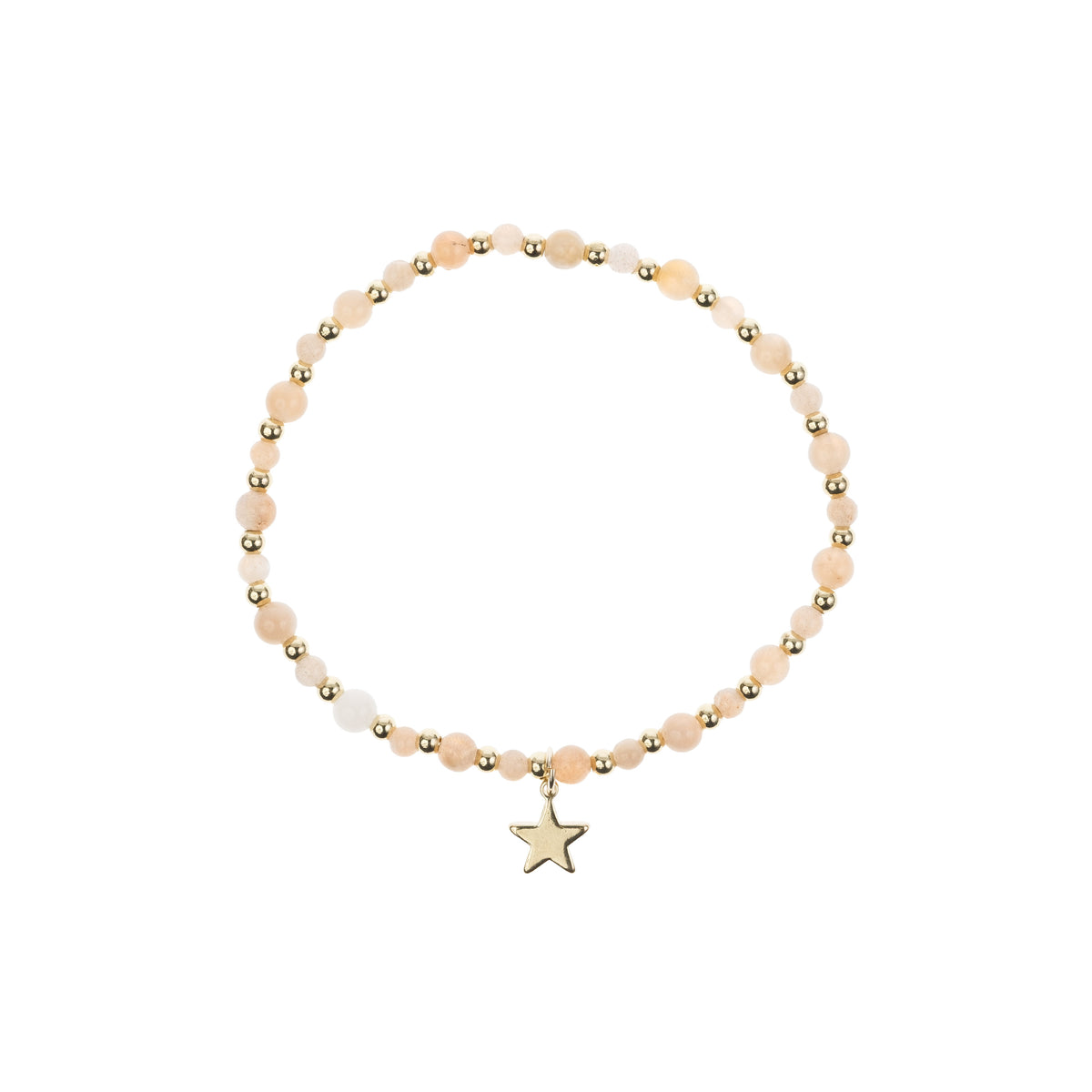 STONE BEAD BRACELET W/GOLD BEADS SUNSTONE