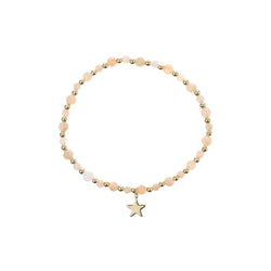 STONE BEAD BRACELET W/GOLD BEADS SUNSTONE