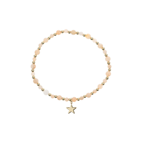 STONE BEAD BRACELET W/GOLD BEADS SUNSTONE