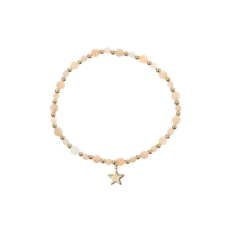 STONE BEAD BRACELET W/GOLD BEADS SUNSTONE