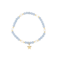 STONE BEAD BRACELET W/MOP STAR & PEARLS 501 BLUE