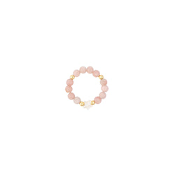 STONE BEAD RING W/MOP STAR ROSE