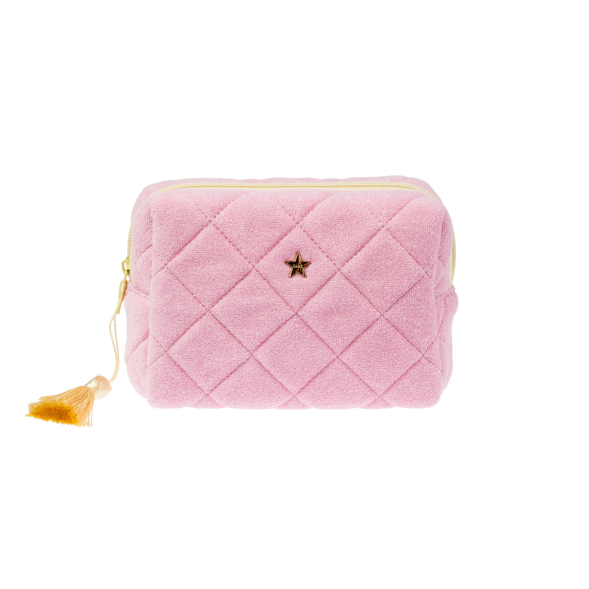 TERRY QUILTED SMALL POUCH BUBBLEGUM PINK W/PALE YELLOW TERRY QUILTED SMALL POUCH BUBBLEGUM PINK W/PALE YELLOW