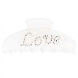 TEXT HAIR CLAW "LOVE" WHITE W/CRYSTAL