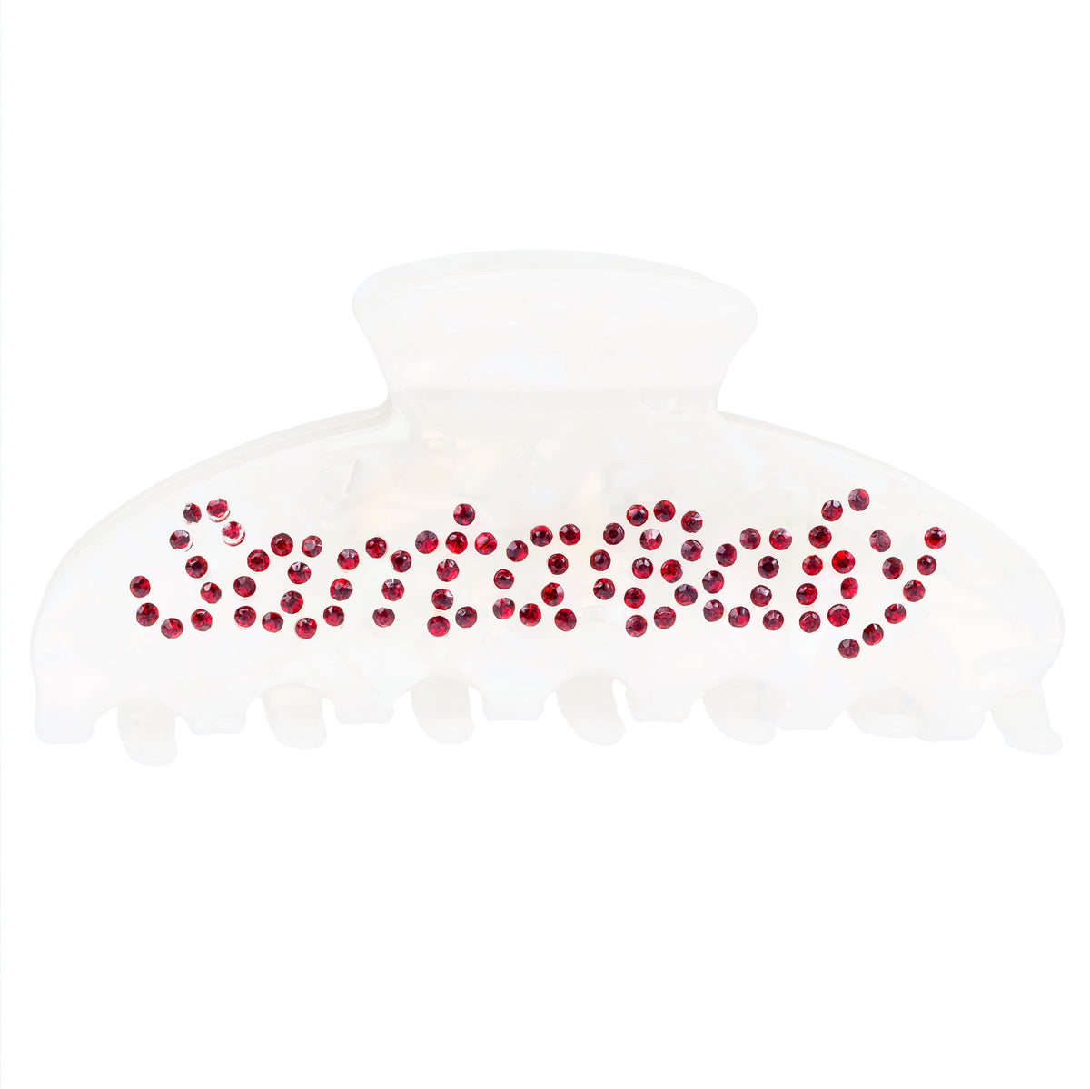 TEXT HAIR CLAW "SANTA BABY" WHITE W/RED