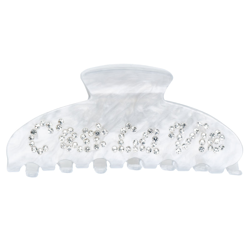 TEXT HAIR CLAW "C´EST LA VIE" GREY W/CRYSTAL