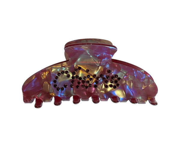 TEXT HAIR CLAW "CHÉRIE" MAROON W/MAROON