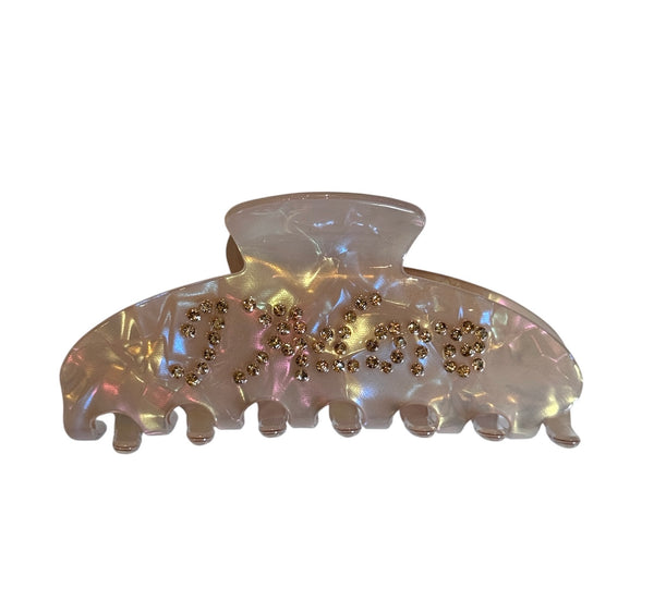 TEXT HAIR CLAW "J´ADORE" SAND W/GOLD