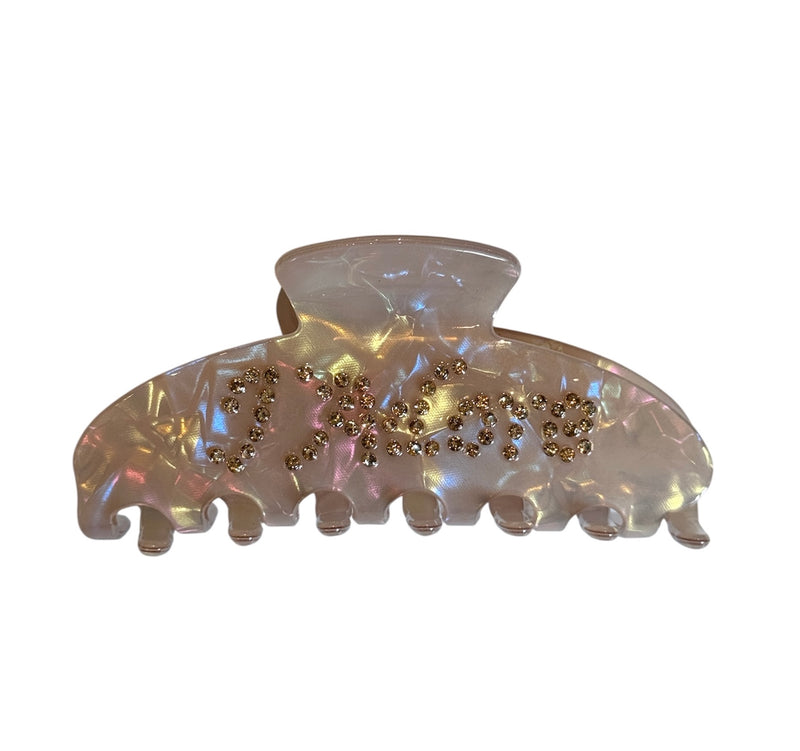 TEXT HAIR CLAW "J´ADORE" SAND W/GOLD