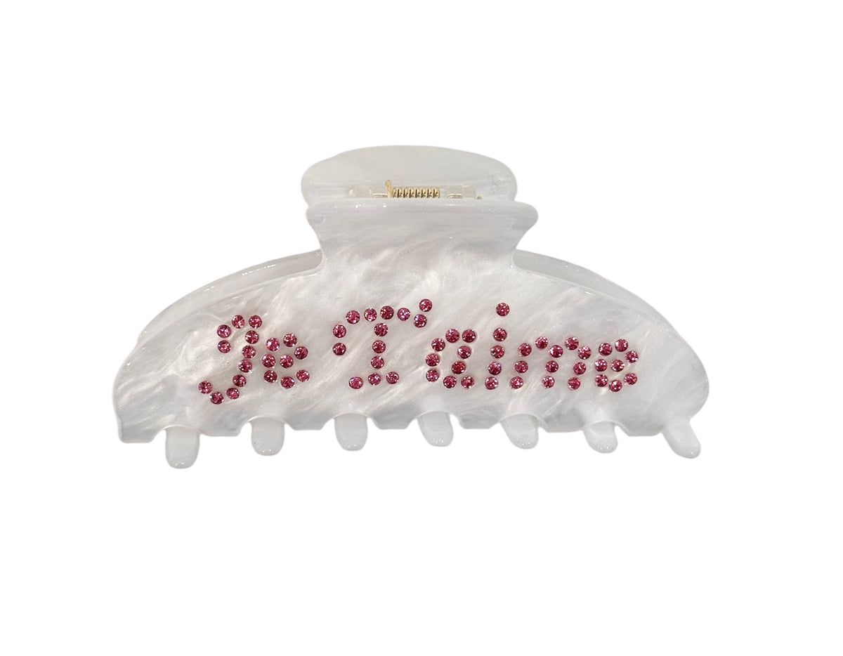 TEXT HAIR CLAW "J´TAIME" WHITE