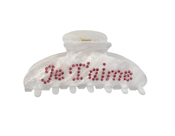 TEXT HAIR CLAW "J´TAIME" WHITE