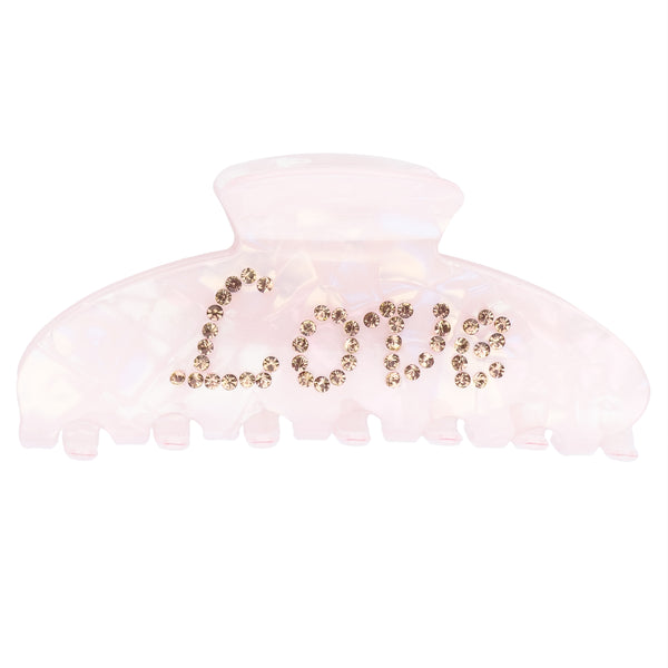 TEXT HAIR CLAW "LOVE" PALER ROSE W/ROSE