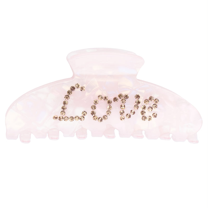 TEXT HAIR CLAW "LOVE" PALER ROSE W/ROSE