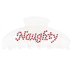 TEXT HAIR CLAW "NAUGHTY" "NICE" WHITE W/RED & GREEN